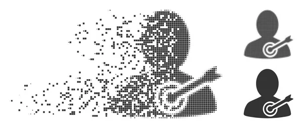 Decomposed Pixel Halftone Aim Persona icono — Archivo Imágenes Vectoriales