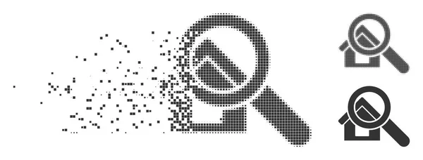 Icona di casa di ricerca mezzitoni pixel rotti — Vettoriale Stock