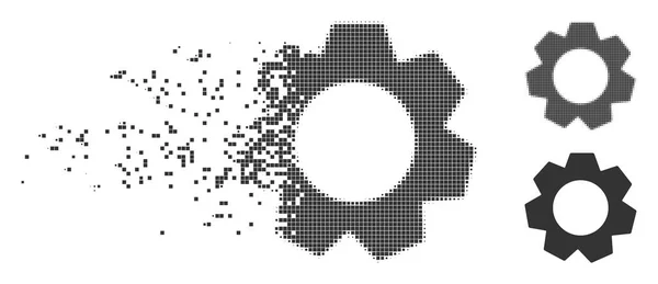 Getriebe verstreut Pixel Halbton-Symbol — Stockvektor