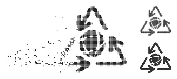 Globales gebrochenes Pixel-Halbton-Symbol — Stockvektor