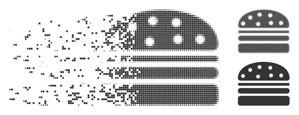 Hamburger Dissolved Pixel Halftone Icon — Stock Vector