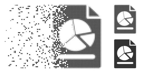 Pie Gráfico Informe Página fracturado Pixel Halftone Icono — Vector de stock