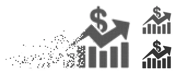 Gráfico de barras de vendas Trend Shredded Pixel Halftone Icon — Vetor de Stock