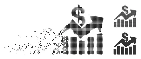 销售条形图趋势切碎像素半色调图标 — 图库矢量图片