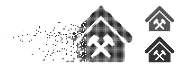 Werkstatt zerfetzt Pixel-Halfone-Symbol — Stockvektor
