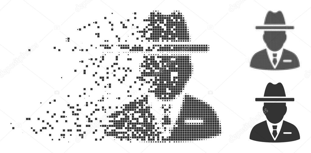 Damaged Pixel Halftone Spy Person Icon