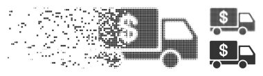 Hasarlı piksel yarı ton nakit teslimat simgesi
