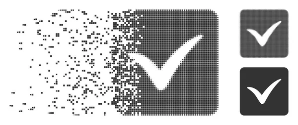 Разложившийся значок Pixel Halftone Approve Box — стоковый вектор