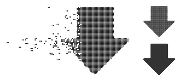 Broken Pixel Halftone flecha abajo icono — Archivo Imágenes Vectoriales