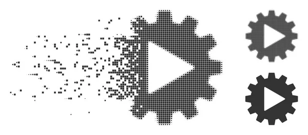 Icono de engranaje de automatización de medio tono Pixel dañado — Archivo Imágenes Vectoriales