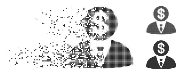 Polvo Pixel Halftone Banker Icono — Vector de stock