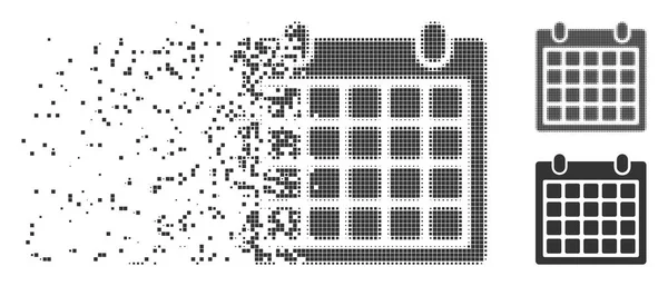 Zerstörtes Pixel-Halbtonkalendersymbol — Stockvektor