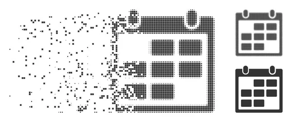 Pixel endommagé Halftone calendrier mois icône — Image vectorielle