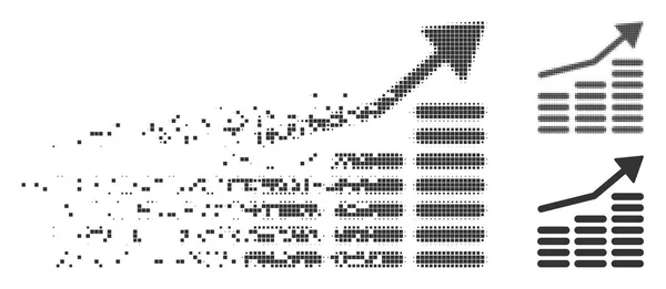 Εξαφανίζονται εικονίδιο διάγραμμα κέρματα ράστερ Pixel — Διανυσματικό Αρχείο