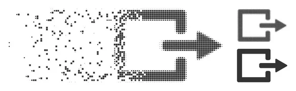 Gebrochenes Pixel-Halfone-Exit-Symbol — Stockvektor