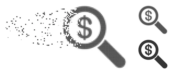 Loupe pictogram gedissipeerde pixels Halftone financiële Audit — Stockvector