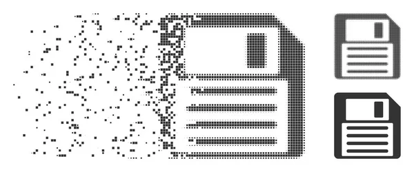 Zerstreute Pixel-Halbton-Diskette-Symbol — Stockvektor