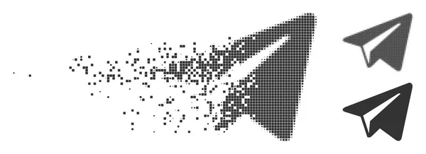 Pył pikseli rastra Freelance papieru samolot ikona — Wektor stockowy
