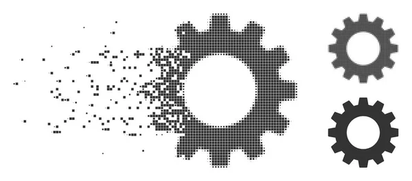 Fragmentiertes Pixel-Halfone-Getriebe — Stockvektor