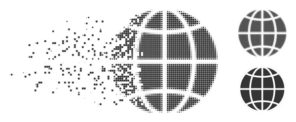 Pixel dispersé Halftone Globe Icône — Image vectorielle
