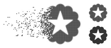 Piksel yarı ton yıldız kalite etiketi simgesi çözünmüş