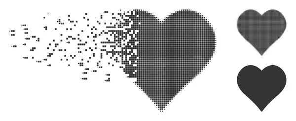 Dust Pixel Halftone Love Heart Icon — Stock Vector