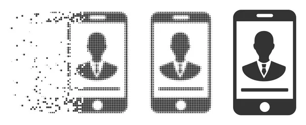 Zersetzte Pixel Halfone Mobile Manager Kontakt-Ikone — Stockvektor