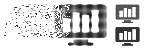 Gebrochenes Pixel-Halbton-Monitor-Symbol — Stockvektor