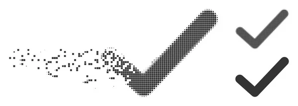 Aprított Pixel félárnyék Ok kullancs ikon — Stock Vector
