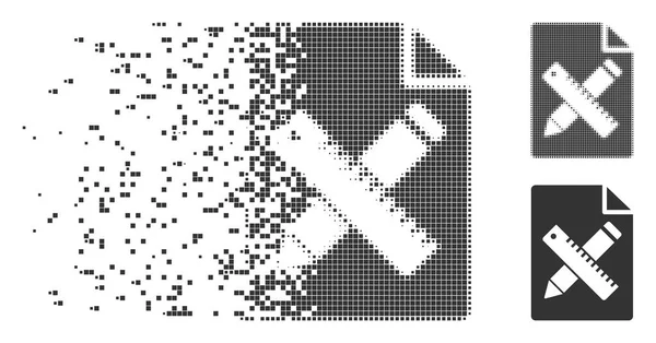Eloszlik a Pixel félárnyék ceruza és vonalzó Design Tools oldal ikonja — Stock Vector