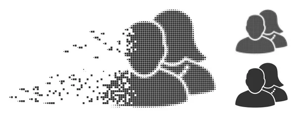 Solution Pixel Halftone Personnes Icône — Image vectorielle