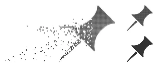 Graue Vektorpin Ikone Gebrochenen Verpixelten Halbton Und Unbeschädigten Ganzen Varianten — Stockvektor