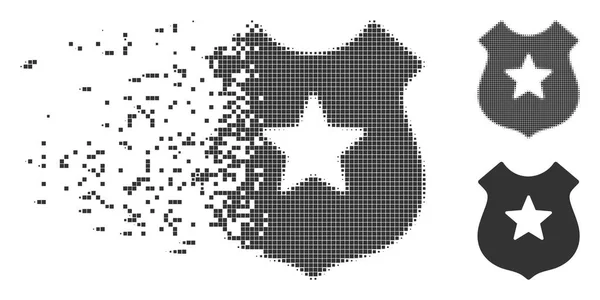 Eloszlik Pixel félárnyék rendőrség pajzs ikon — Stock Vector