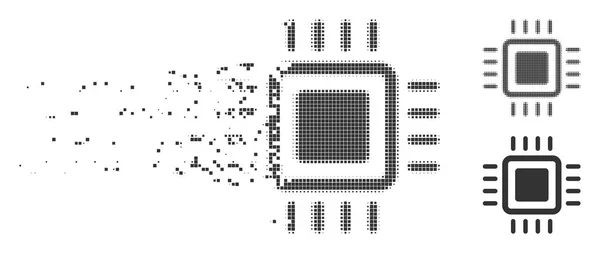 Geschreddertes Pixel-Halbton-Prozessor-Symbol — Stockvektor