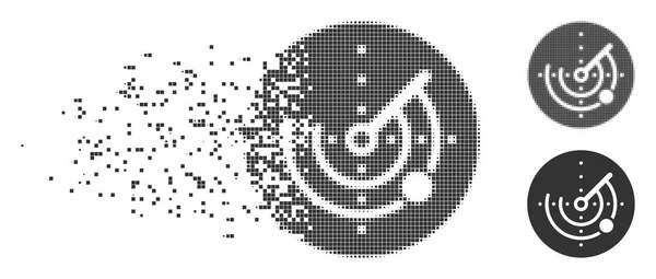 Gebroken Pixel Halftone Radar pictogram — Stockvector