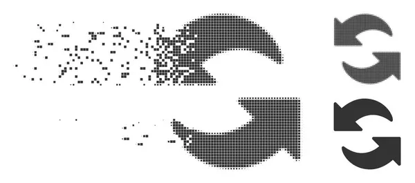 Разложившаяся икона Pixel Halftone Refresh — стоковый вектор