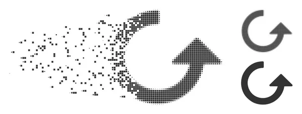 Désintégration Pixel Halftone Rotate Icon — Image vectorielle