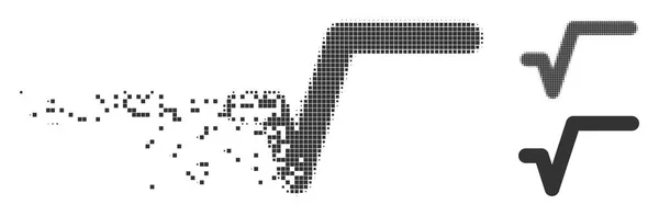 Gebrochenes Pixel-Halbton-sqrt-Symbol — Stockvektor