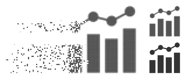 Rozpuszczenie piksela rastra statystyki wykresów ikona — Wektor stockowy