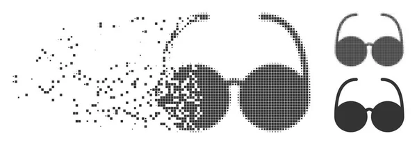 Desintegrando Pixel Halftone óculos de sol Ícone — Vetor de Stock