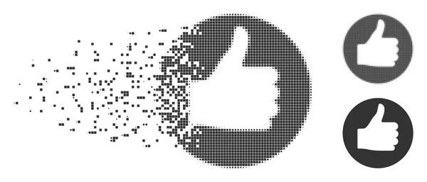 Por Pixel félárnyék hüvelykujjával felfelé ikon — Stock Vector