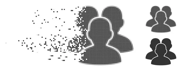 Poussière Pixel Halftone Groupe d'utilisateurs Icône — Image vectorielle