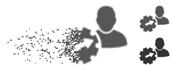 Icona dell'ingranaggio API di integrazione utente mezzitoni pixel danneggiata — Vettoriale Stock