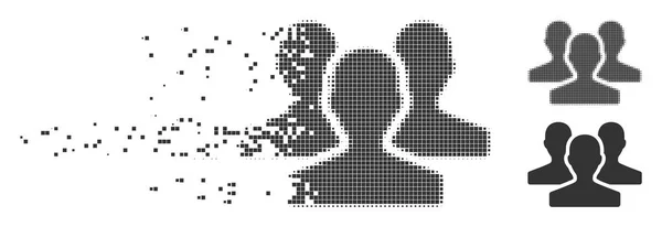 Icono de usuarios de Pixel Halftone dañado — Archivo Imágenes Vectoriales