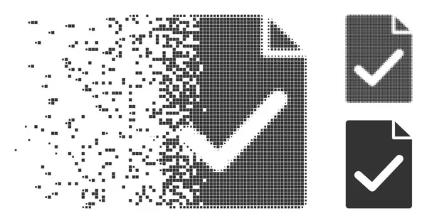 Pixel détruit Halftone Accord valide Page Icône — Image vectorielle