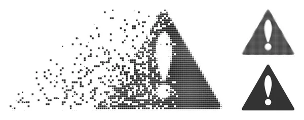 Disintegrazione dell'icona di avviso mezzitoni pixel — Vettoriale Stock