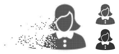 Hasarlı piksel yarı ton kadın simgesi