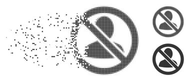 Tahribe piksel yarı ton kısıtlı kullanıcı simgesi