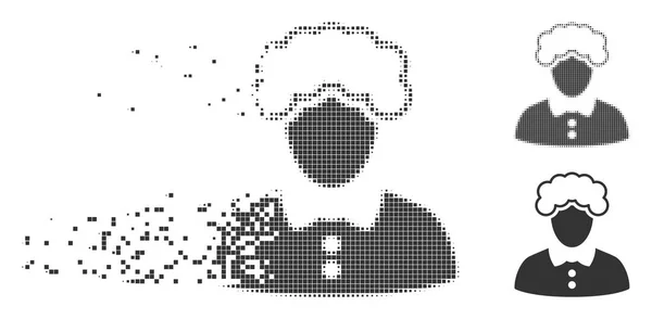 Pixel descompuesto Halftone rubia mujer icono — Archivo Imágenes Vectoriales