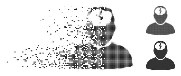 Pixel fragmentado Meio-tom Ícone Brainstorm — Vetor de Stock